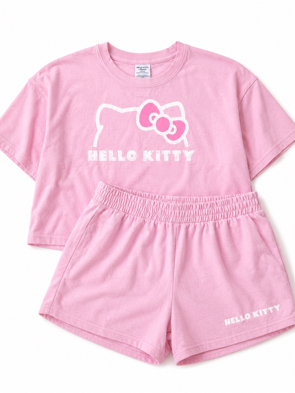 Hello Kitty Pink Lounge Crop Tee and Shorts Set